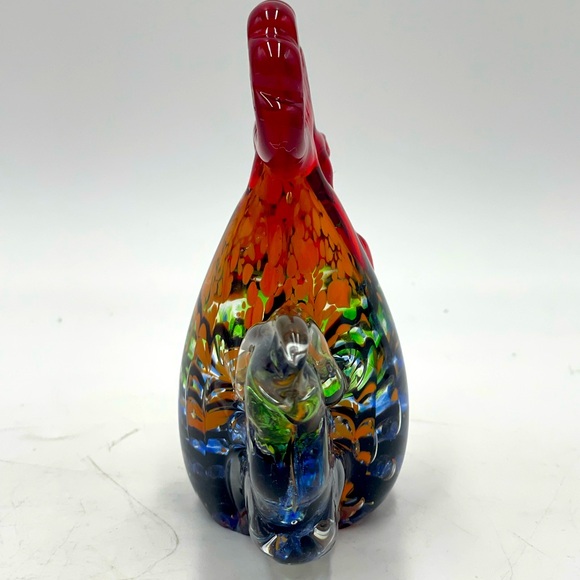 Gorgeous Designs: Handblown Multi Colored Art Glass Rooster Paperweight Figurine - Picture 8 of 16